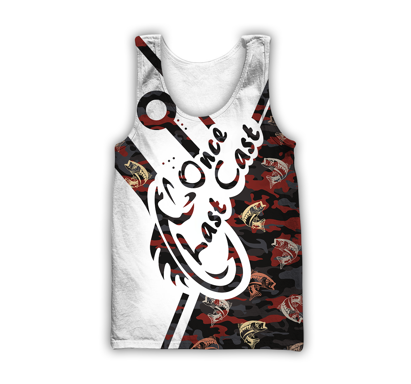 One Last Cast red camo fishing design 3d print shirts