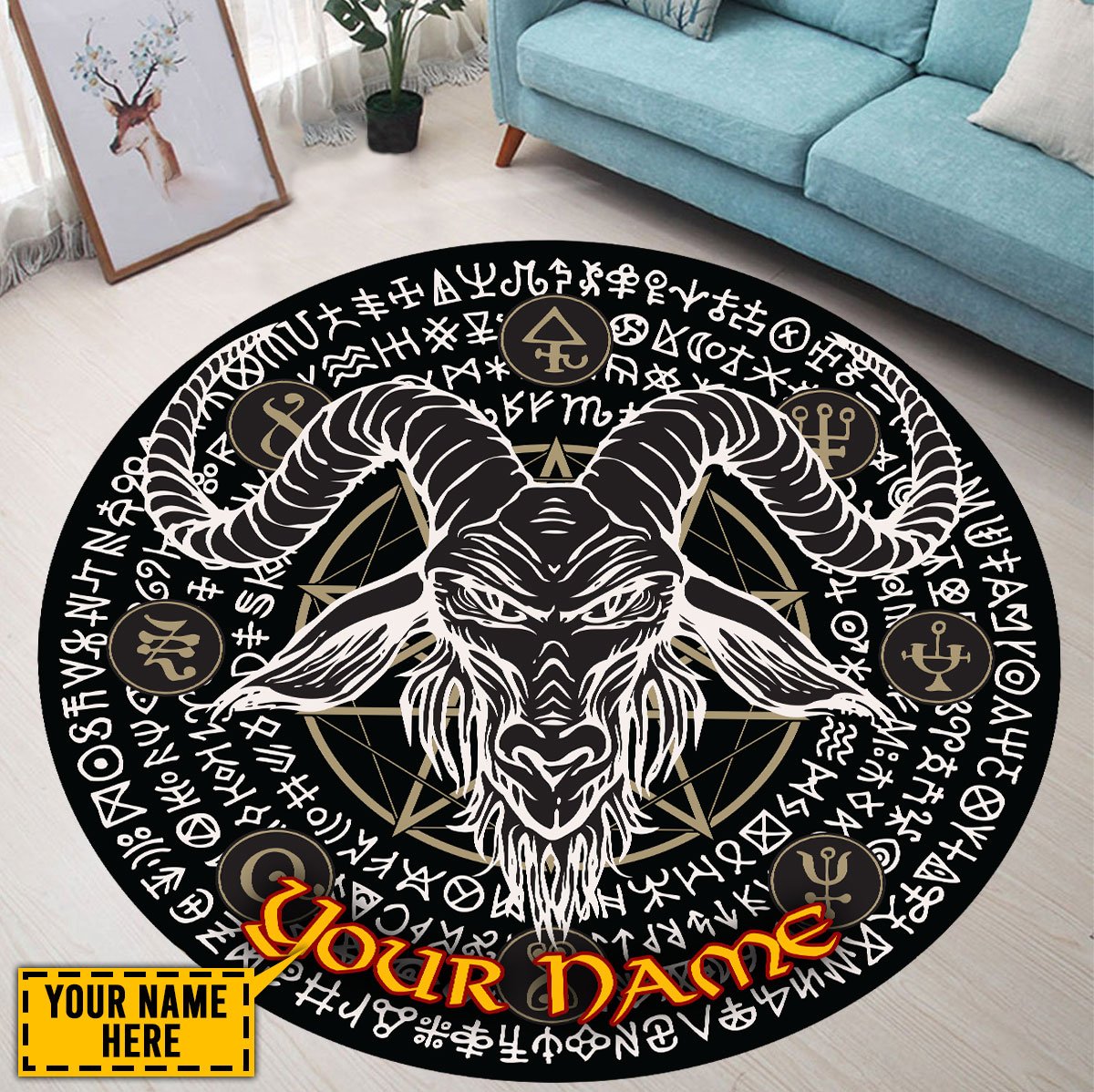 Customize Name Skull Circle Rug NTN19052103