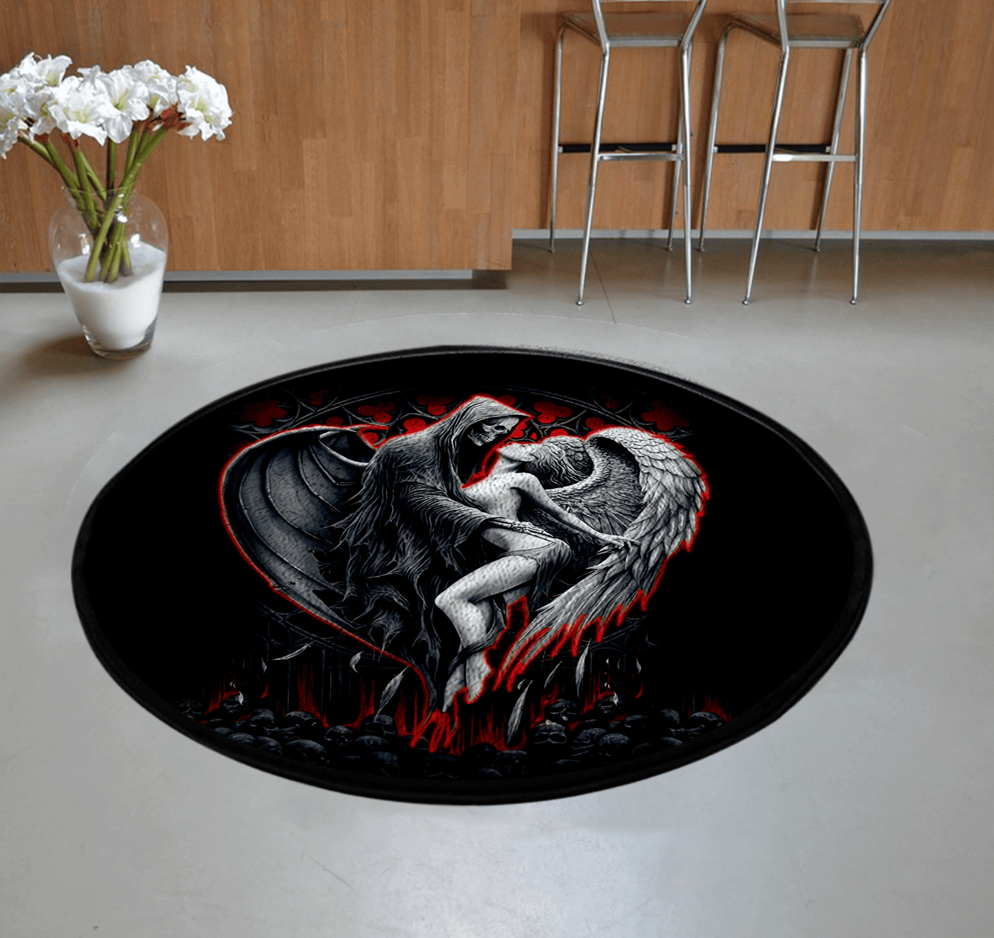 Skull and Beauty Circle Rug