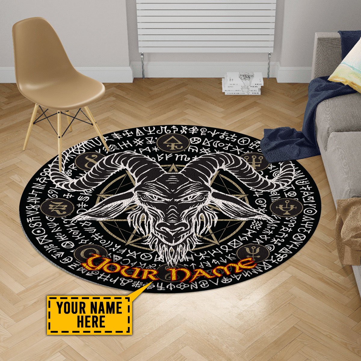Customize Name Skull Circle Rug NTN19052103