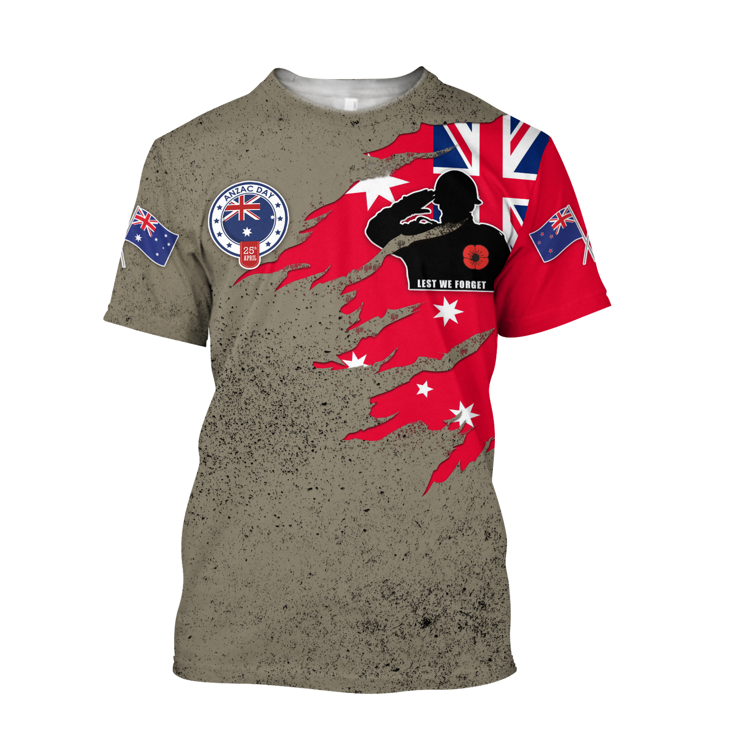 Anzac day remembrance Kiwi and Australia Veteran uniforms 3D print shirt