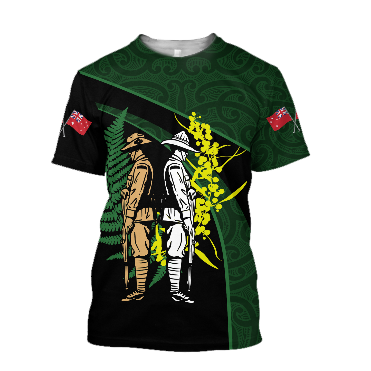 The ode Australia and Kiwi Veteran green 3D print shirts