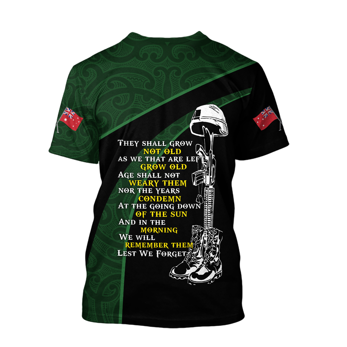 The ode Australia and Kiwi Veteran green 3D print shirts