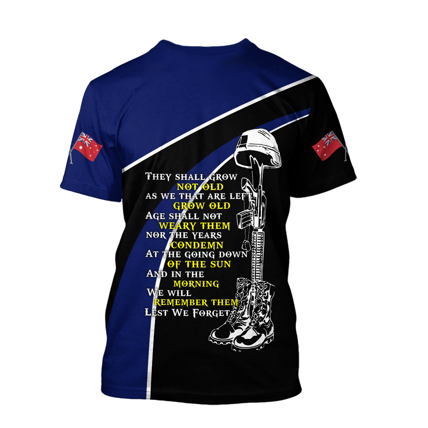 The ode fern-wattle Australia and Kiwi Veteran blue 3D print shirts