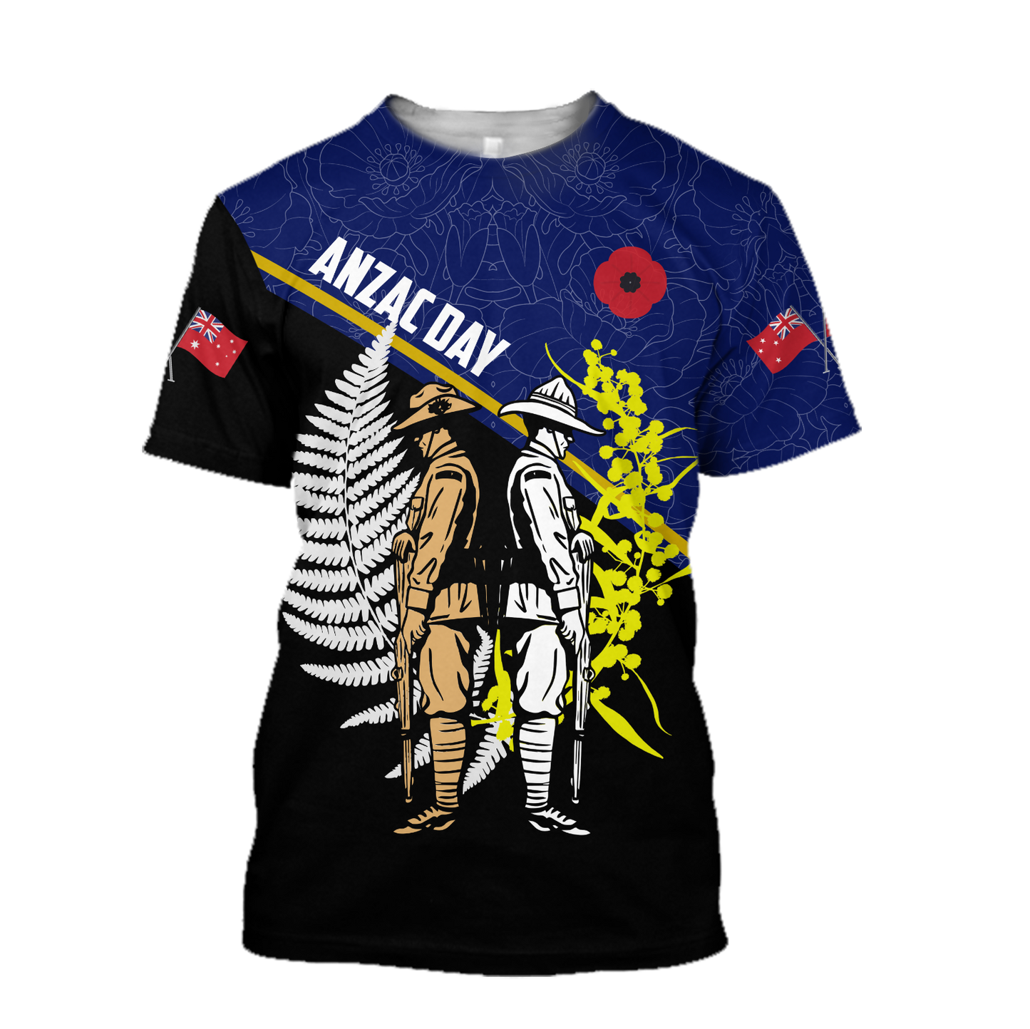 Honor and respect day blue ver. Australia and Kiwi Veteran 3D print shirts