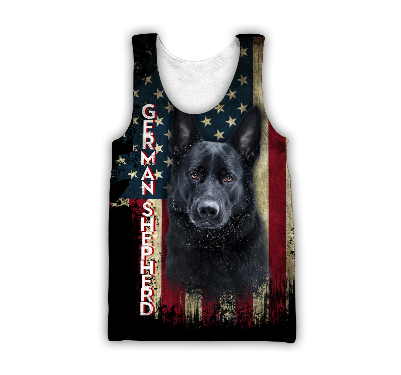 Black German Shepherd American Flag 3D All Over Print Hoodie