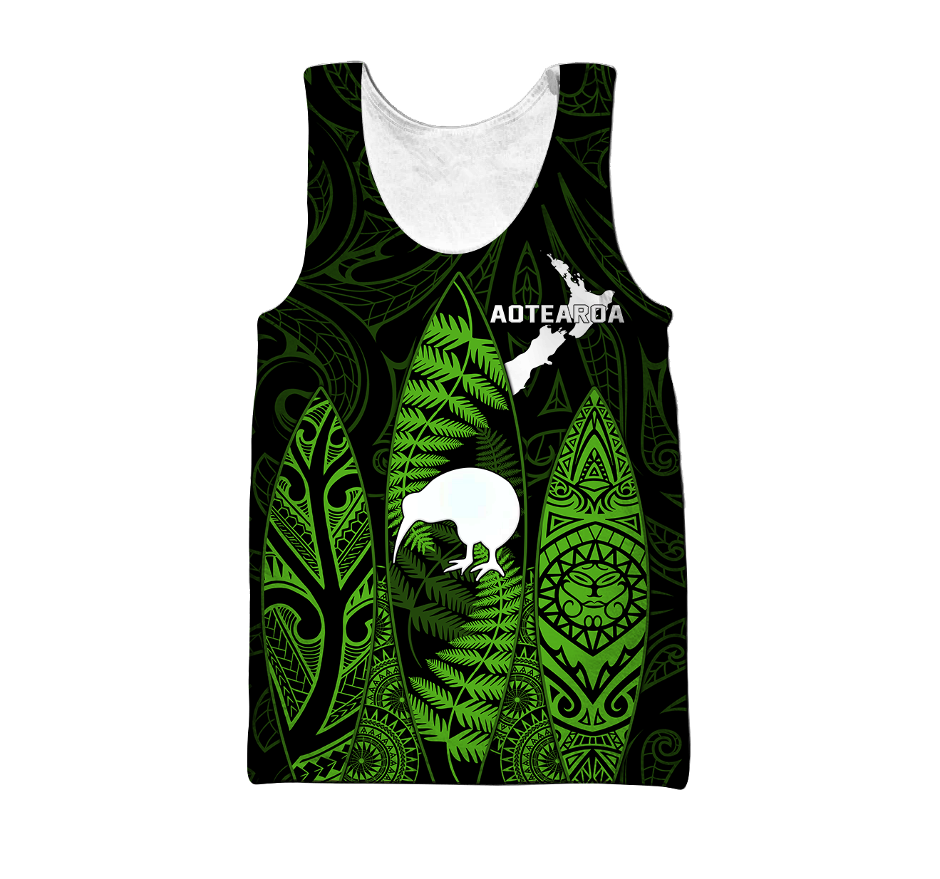 New zealand maori surf green 3d all over printed for men and women