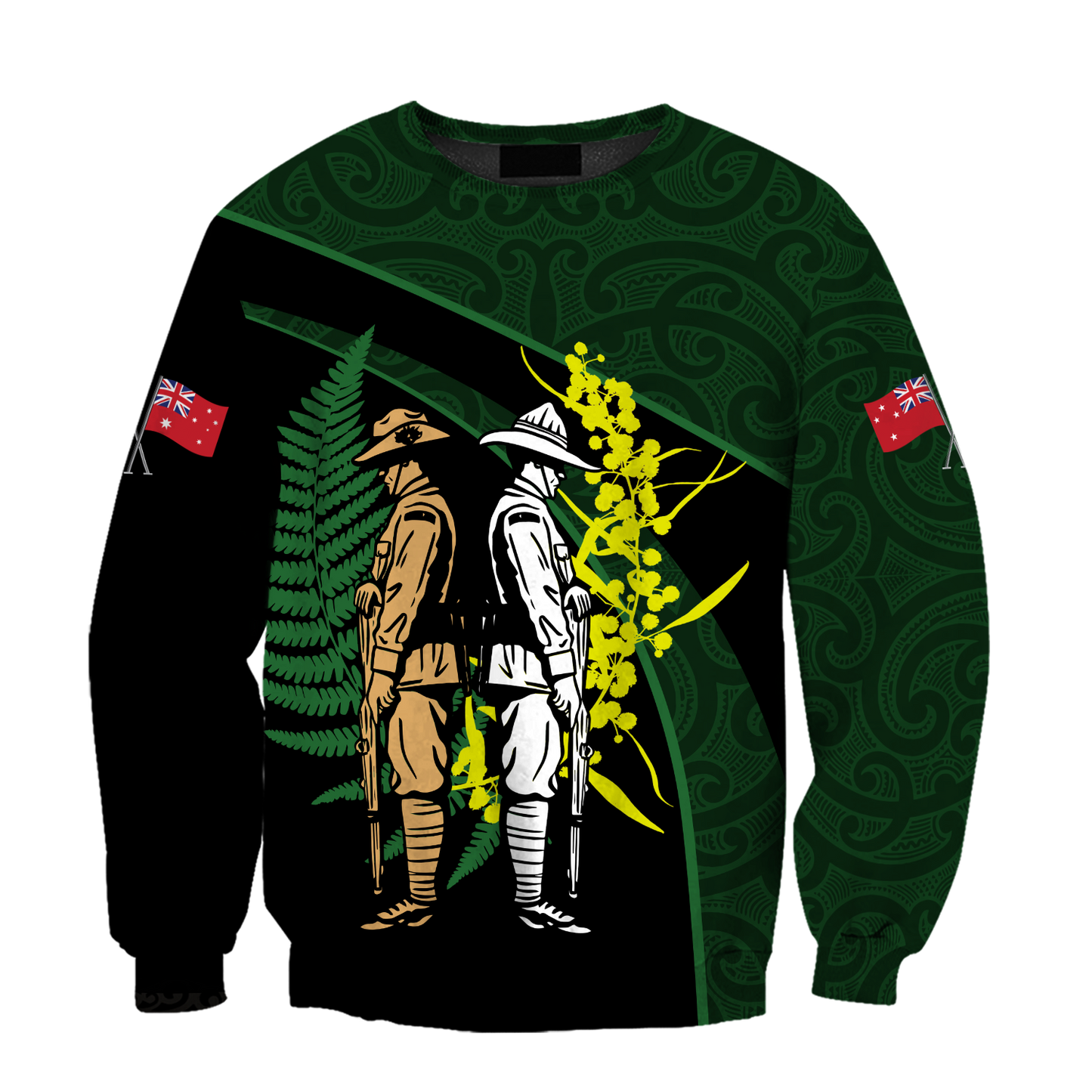 The ode Australia and Kiwi Veteran green 3D print shirts