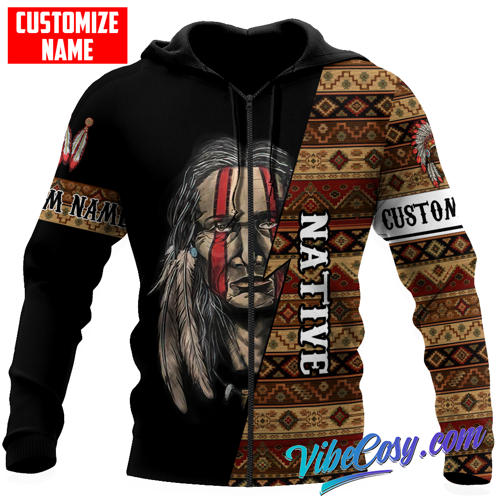 Customized name Native American 3D All Over Printed Unisex Shirts