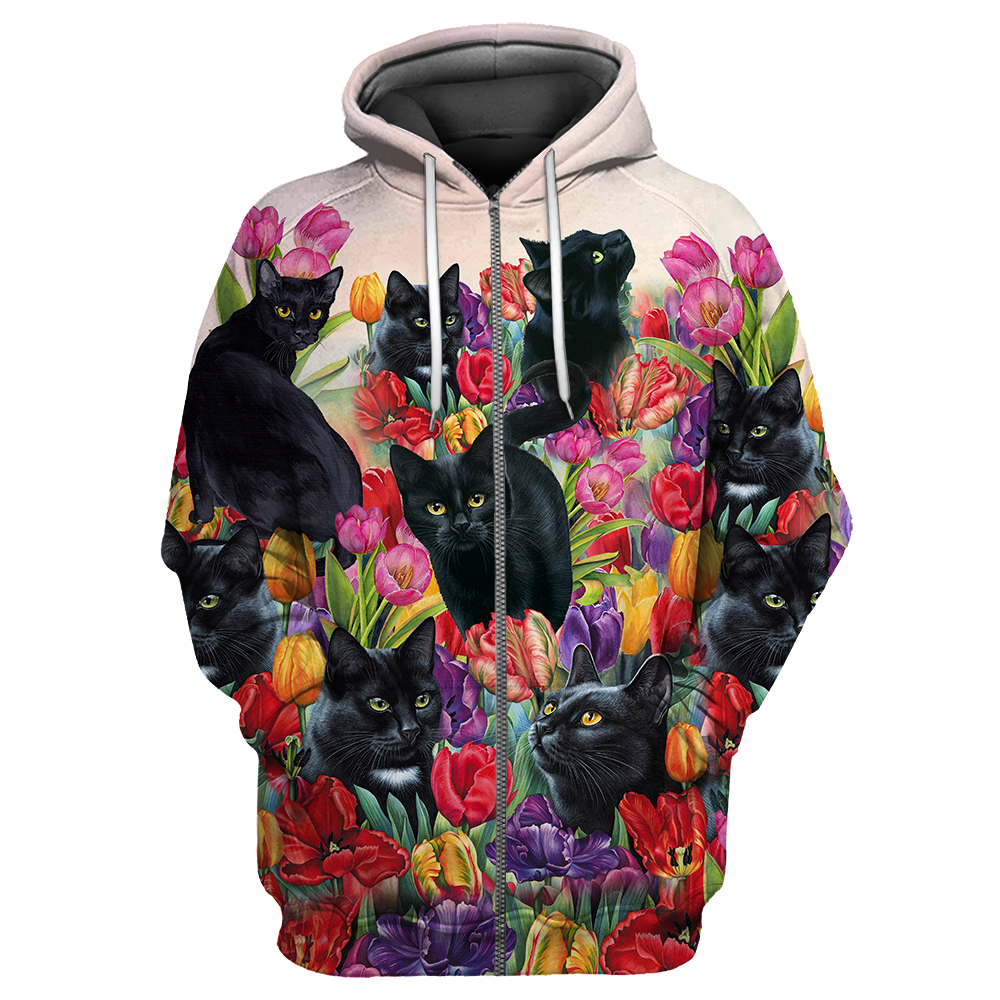 Flower Black Cats Shirts For Men And Women NTN19022104