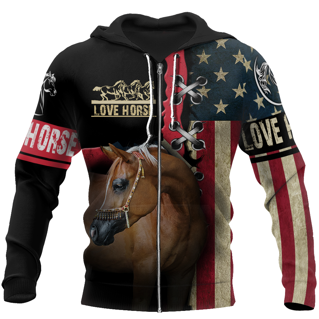 Love Horse shirt flag design Daily Fashion - Winter Set for Men and Women JJ271203-Apparel-TA-Zipped Hoodie-S-Vibe Cosy™