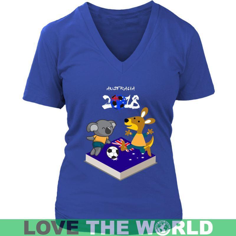 AUSTRALIA 2018 FOOTBALL T-SHIRT TH9-T-SHIRTS-HP Arts-District Womens V-Neck-Royal Blue-S-Vibe Cosy™