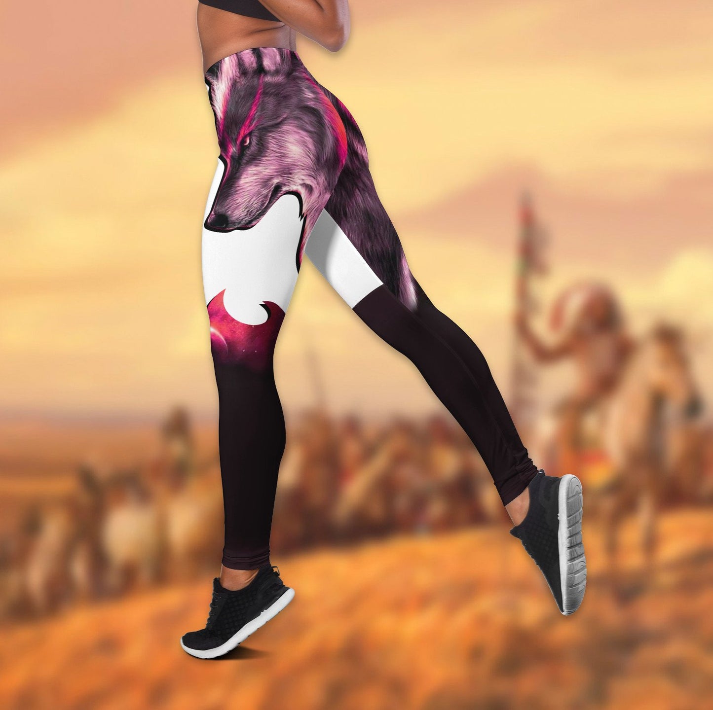 Wolf 3D All Over Printed Legging + Hollow Tank