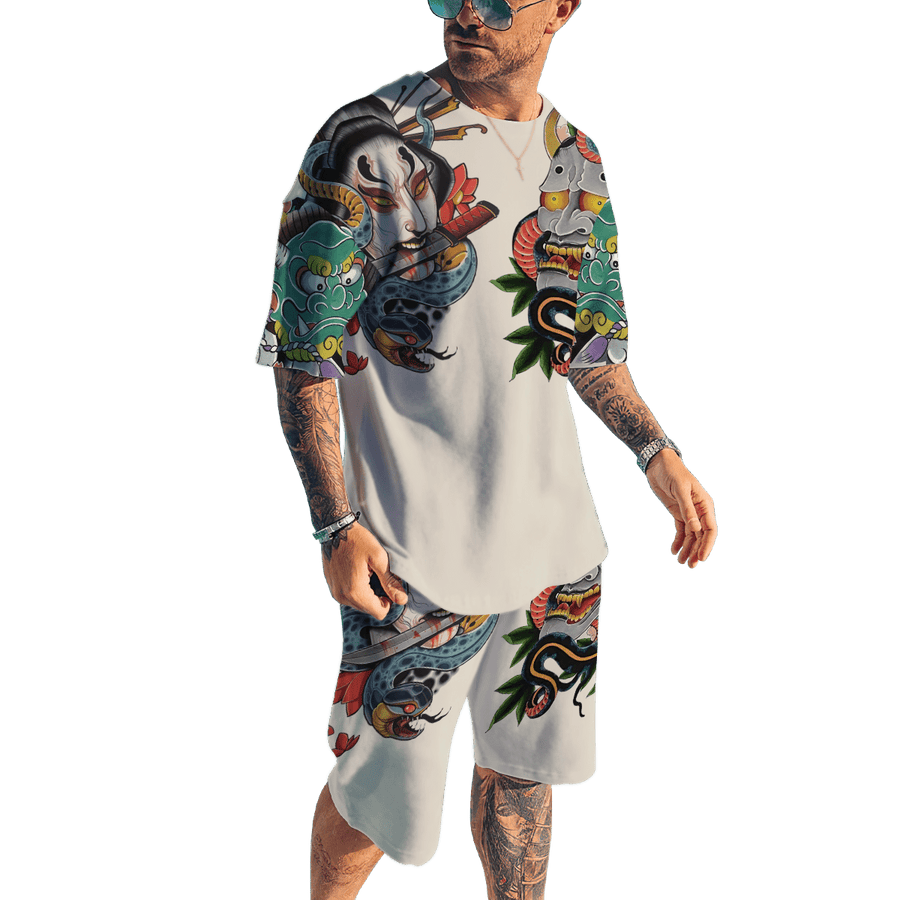 Japan Culture 3D All Over Printed Combo T-Shirt BoardShorts