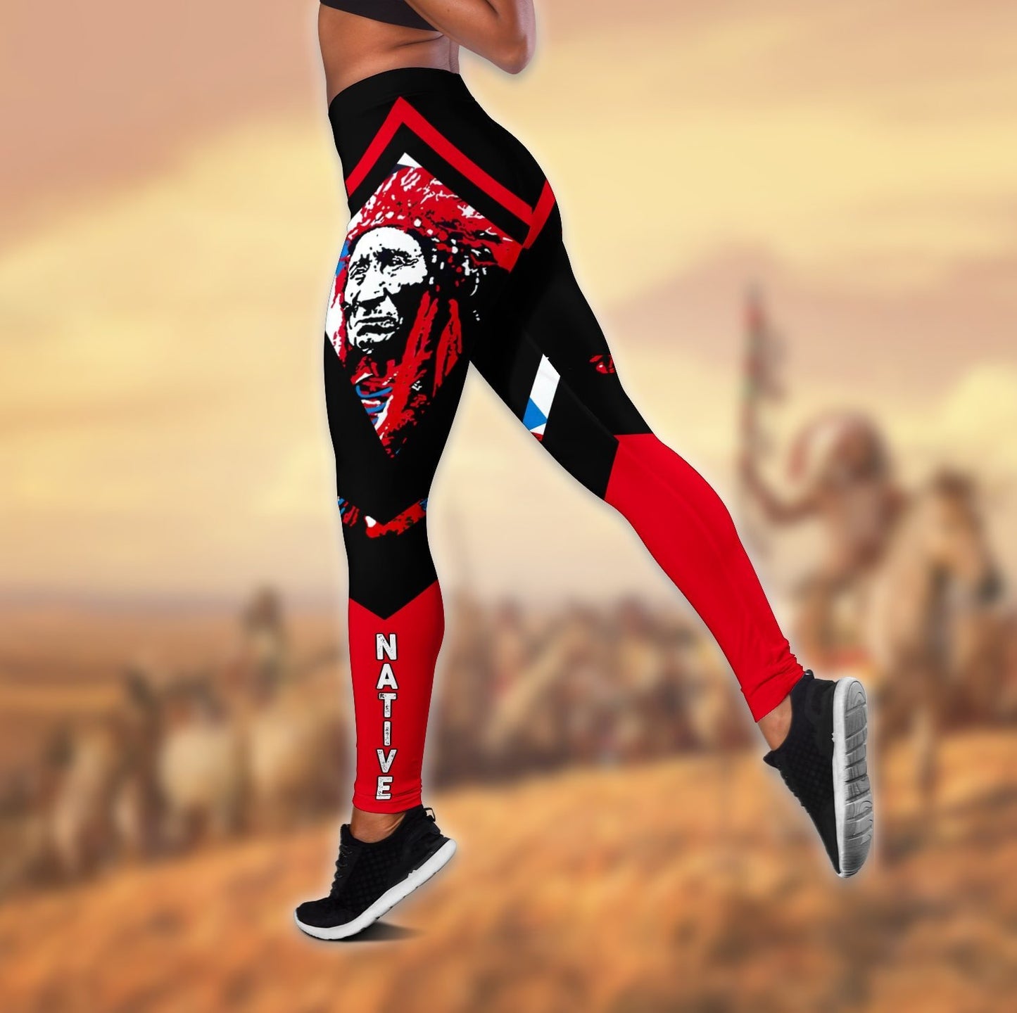 Native American 3D All Over Printed Legging + Hollow Tank Pi25032109