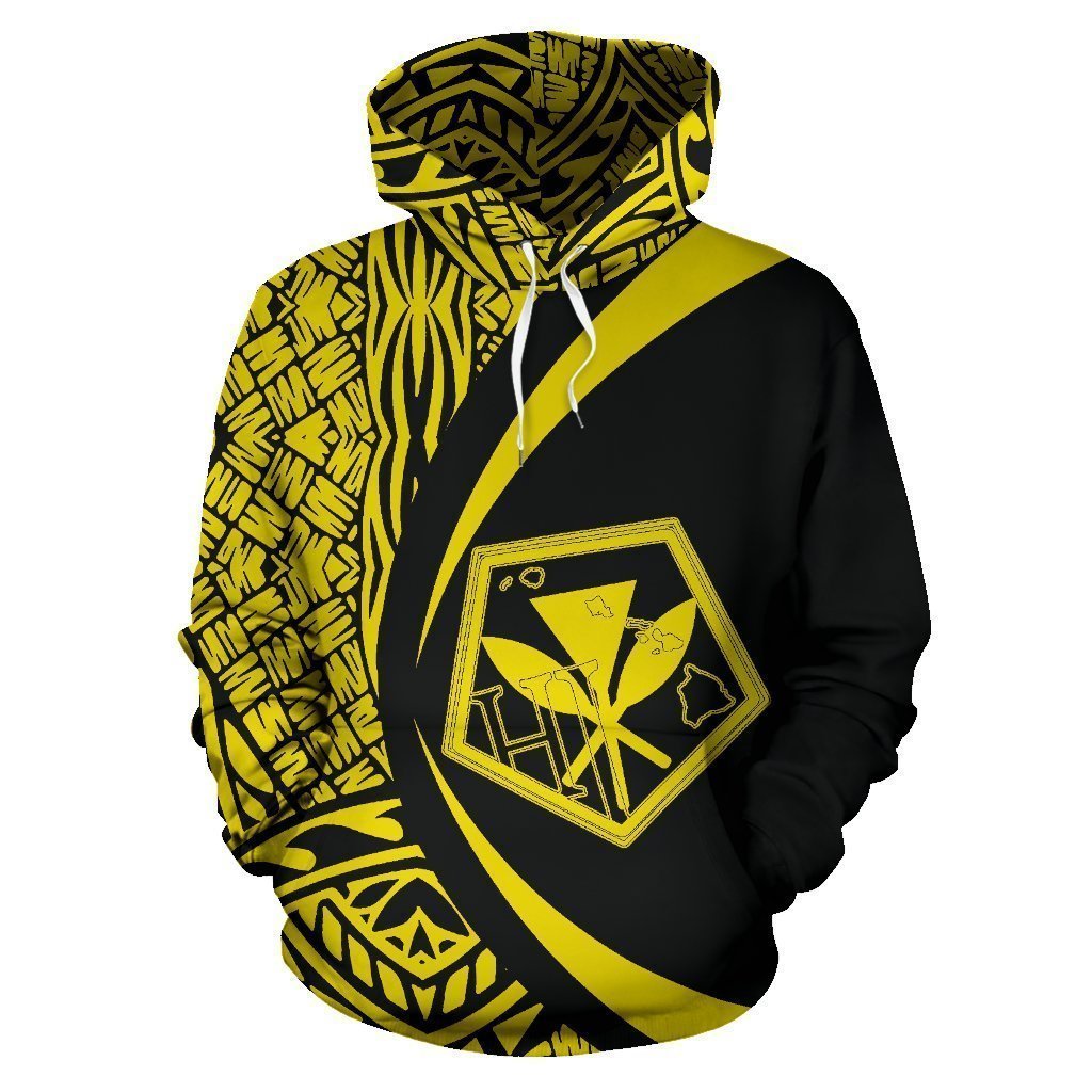 Kanaka Polynesian Tribal Hoodie - Circle Style Yellow Color - AH-ALL OVER PRINT HOODIES (P)-Phaethon-Hoodie-S-Vibe Cosy™