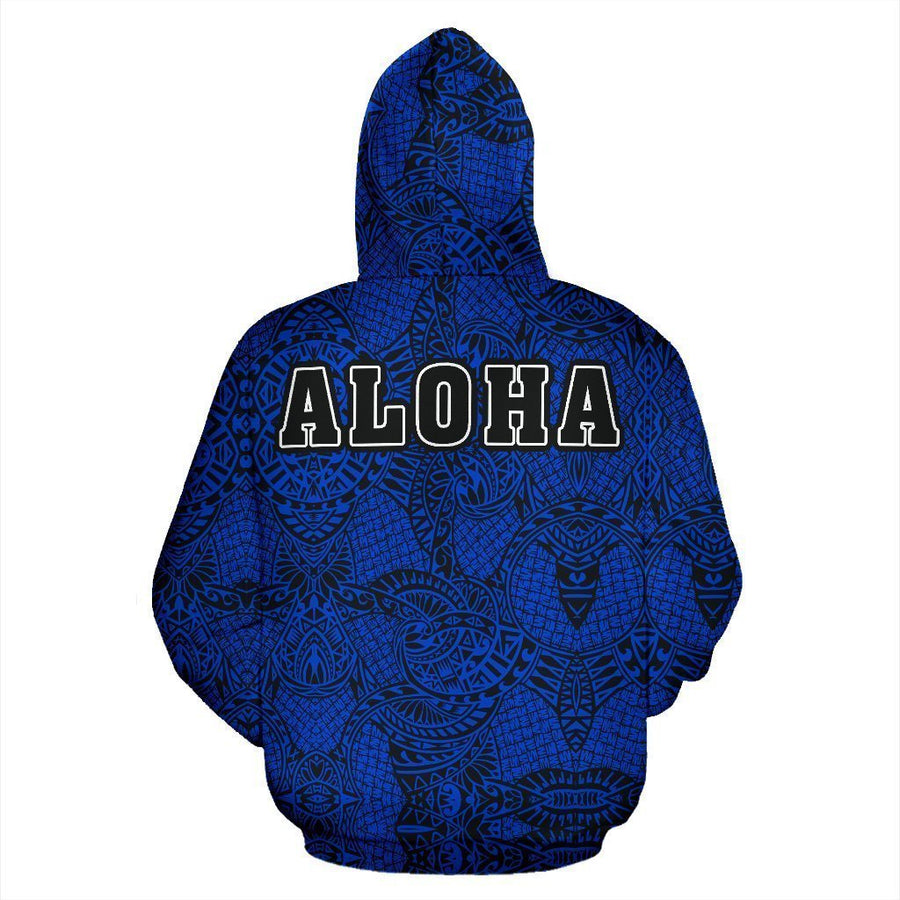 Aloha Turtle Hibiscus Polynesian Blue Hoodie-ALL OVER PRINT ZIP HOODIES (P)-Phaethon-Hoodie-S-Vibe Cosy™