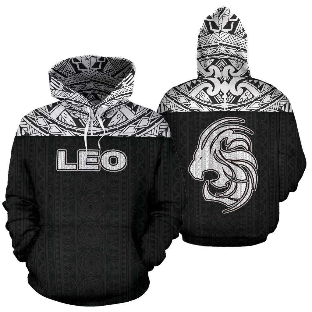 Leo Zodiac - Poly All Over Hoodie Black Version NTH140836-Apparel-NTH-Hoodie-S-Vibe Cosy™