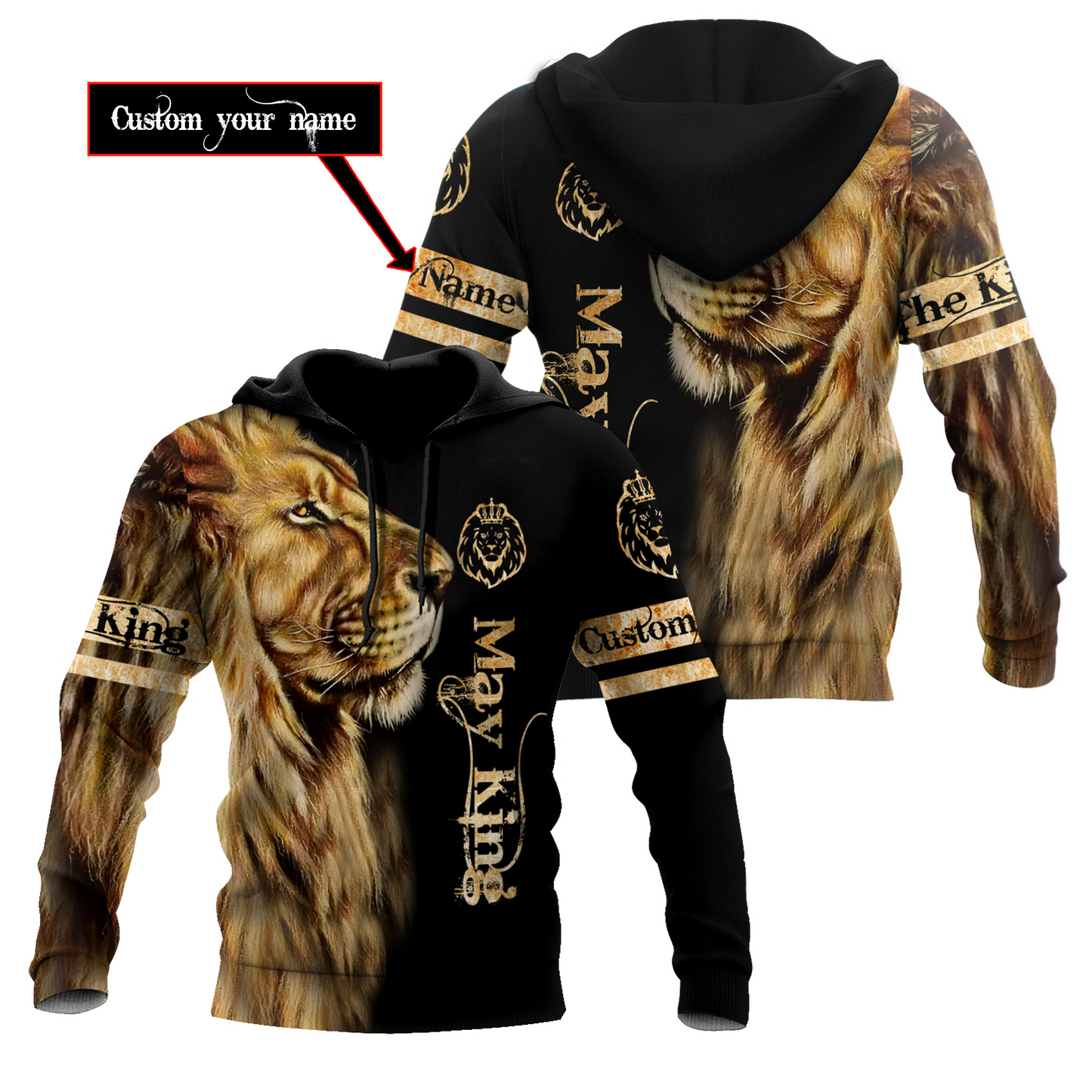 Custom Name May King Lion 3D All Over Printed Unisex Shirts