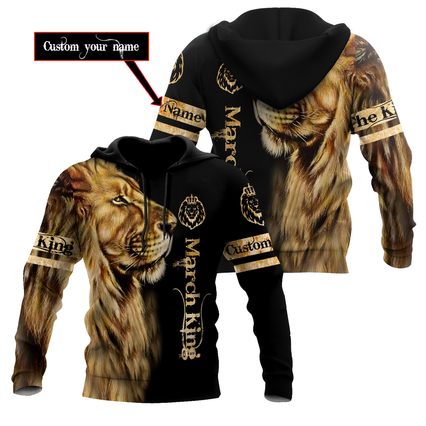 Custom Name March King Lion 3D All Over Printed Unisex Shirt