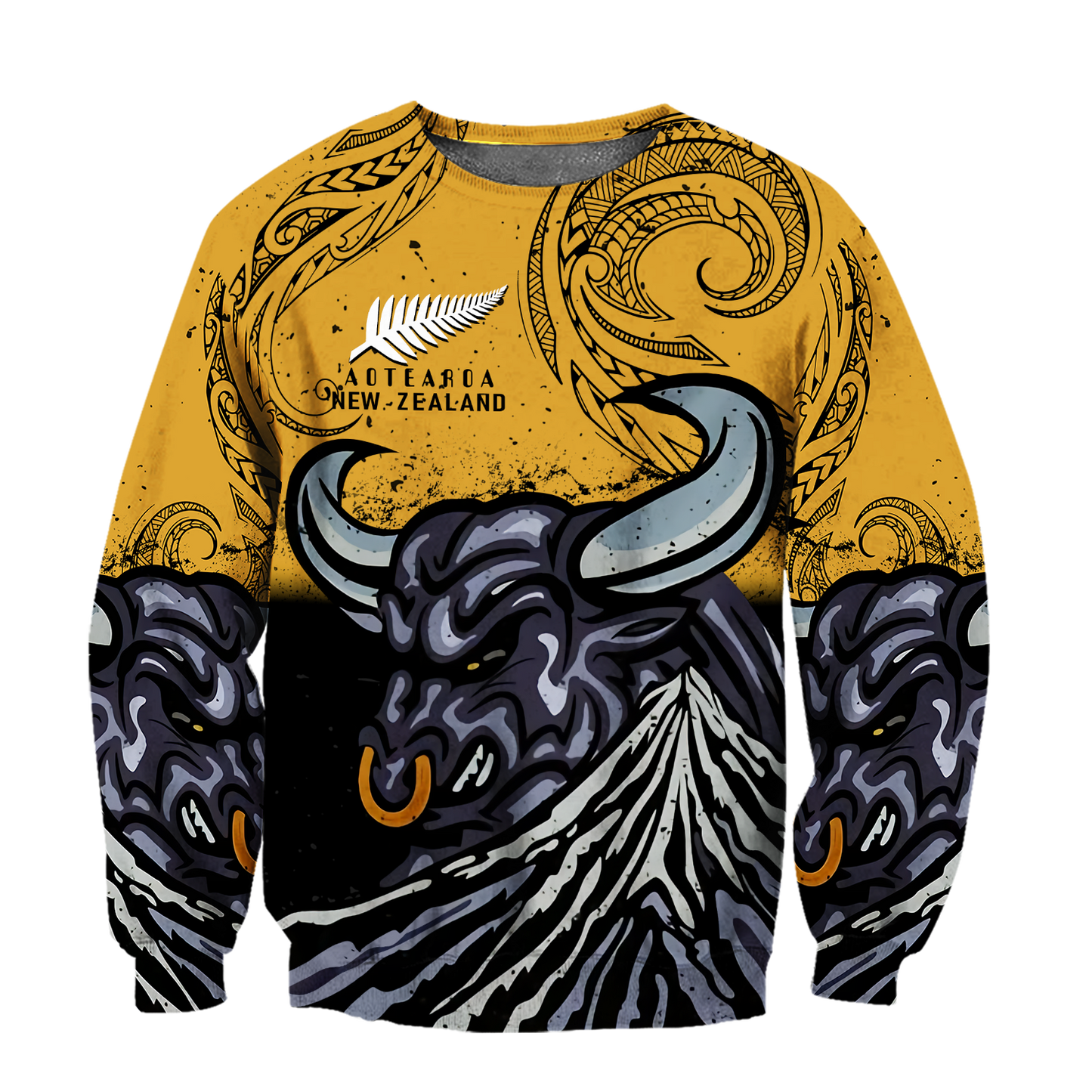 New zealand taranaki maori bull 3d all over printed shirt and short for man and women-Apparel-PL8386-Sweatshirt-S-Vibe Cosy™