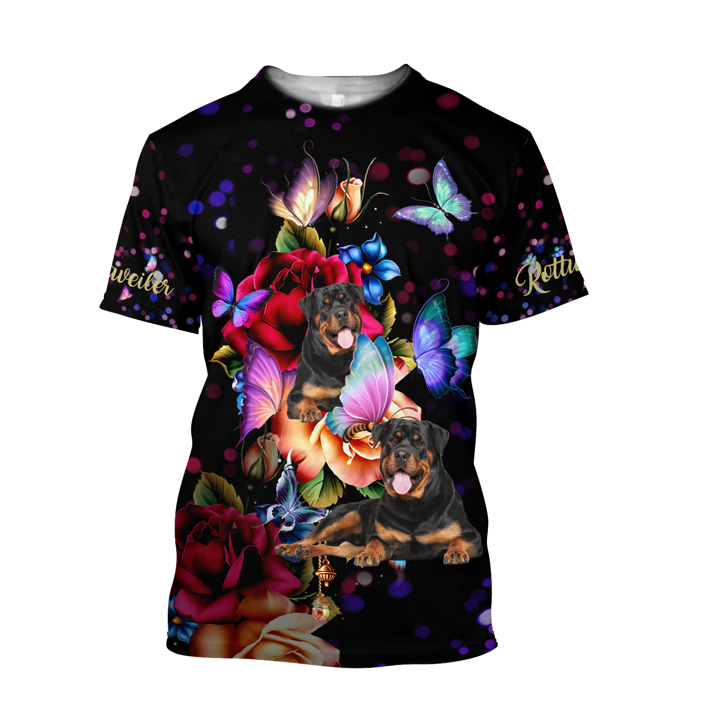 Rottweiler and Butterfly 3D All Over Print Hoodie