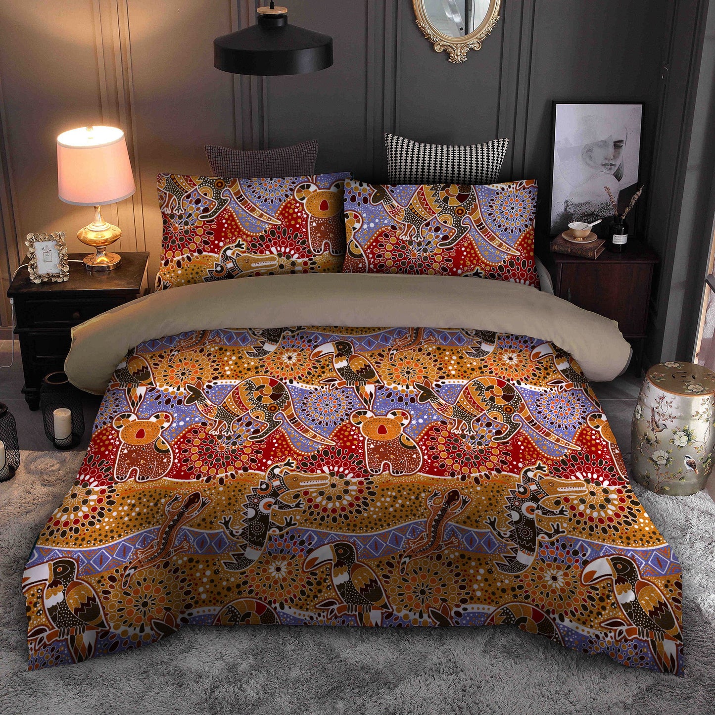Aboriginal Bedding Set, Australia Indigenous Animals Art Bedding Set TR2506201-Bedding Set-Huyencass-US Twin-Vibe Cosy™