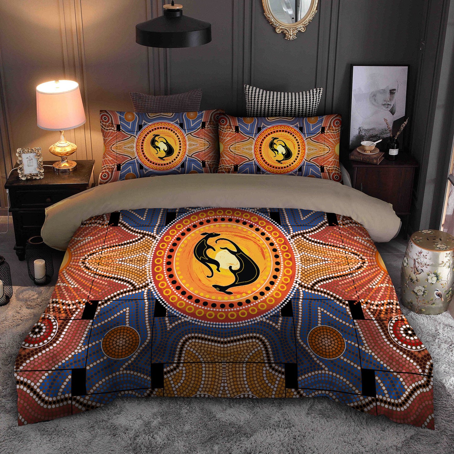 Aboriginal Kangaroos Central Australia Indigenous Painting Art Bedding Set TR0407202-Bedding Set-Huyencass-US Twin-Vibe Cosy™