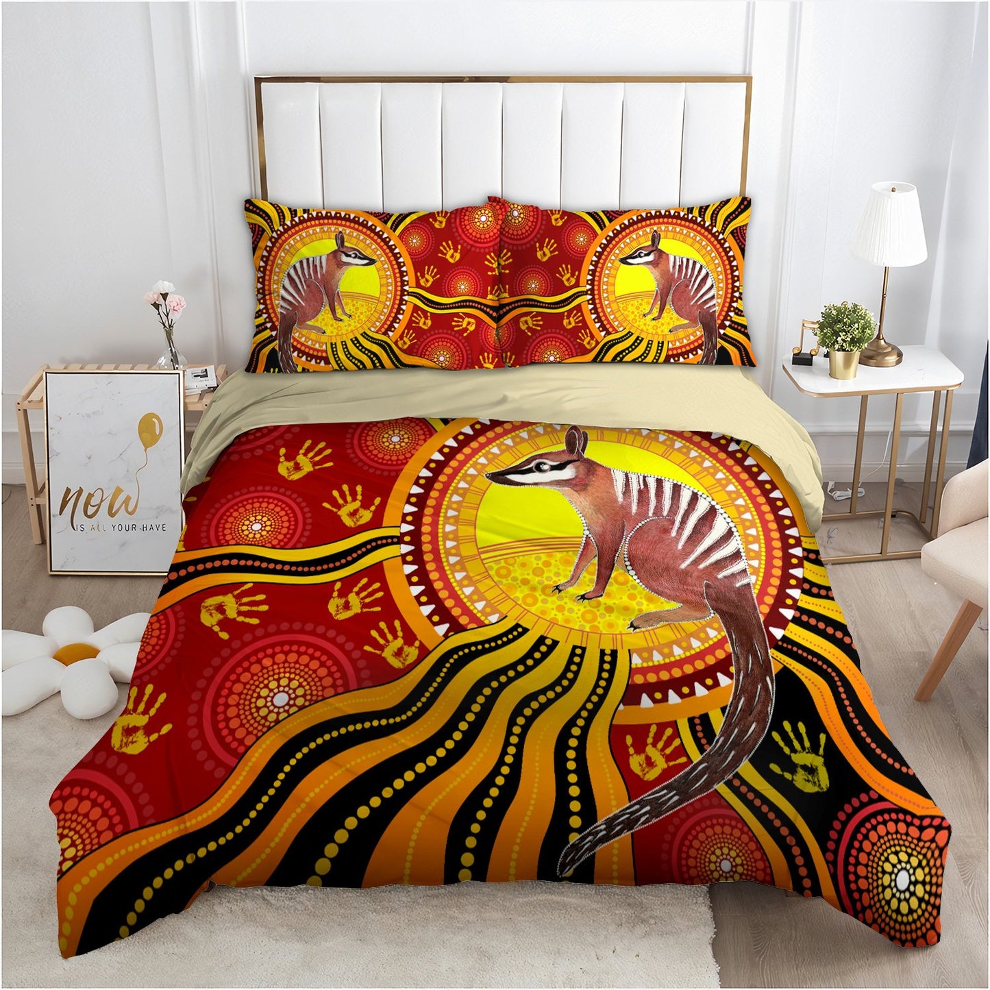 Aboriginal Numbat The Sun Bedding Set, Australia Indigenous Painting Art Bedding Set-Bedding Set-Huyencass-Twin-Vibe Cosy™