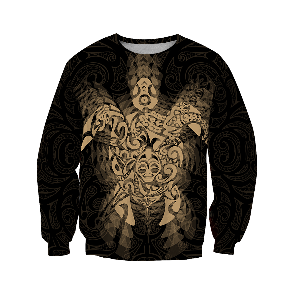New Zealand Maori Hoodie, Wairua Tattoo Turtle Pullover Hoodie - Gold JJ150101 PL-Apparel-PL8386-Sweatshirt-S-Vibe Cosy™