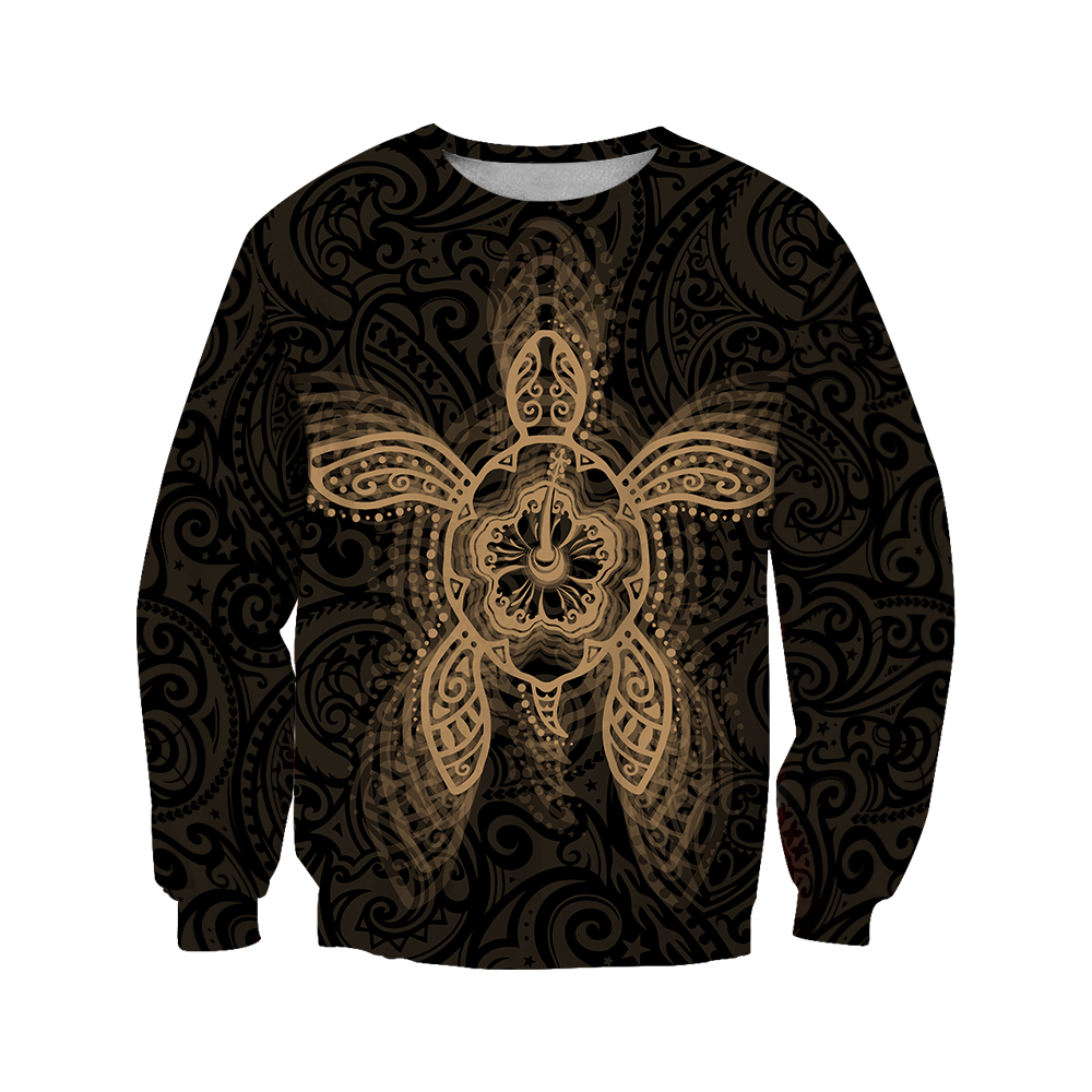 New Zealand Maori Hoodie, Wairua Tattoo Turtle Pullover Hoodie - Gold JJ150102 PL-Apparel-PL8386-Sweatshirt-S-Vibe Cosy™