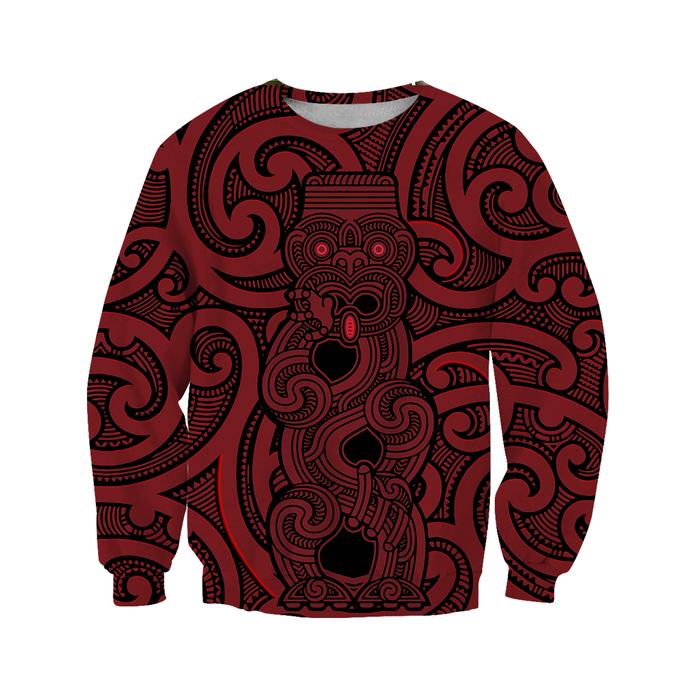 New Zealand Hoodie, Maori Gods Pullover Hoodie, Tumatauenga (God of War) - Red JJ140101 - Amaze Style™-Apparel