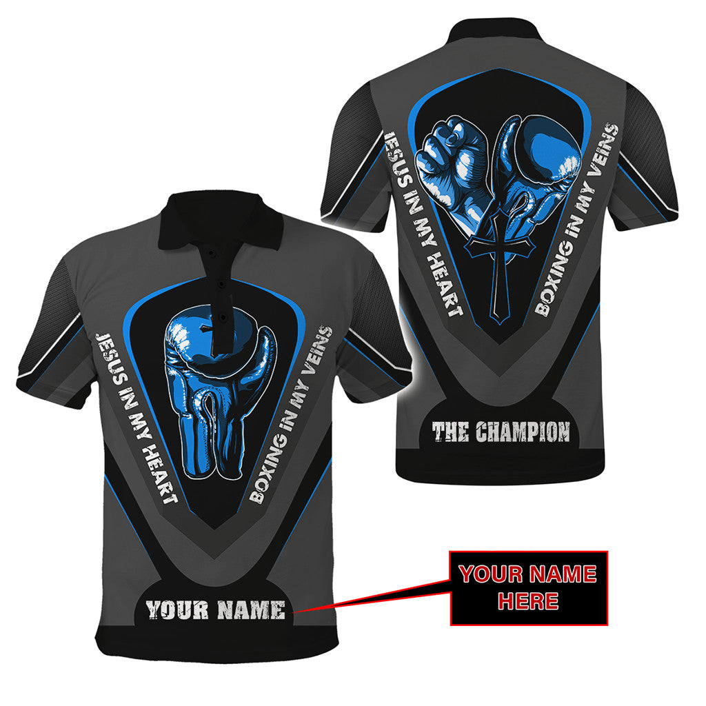 Custom Name Jesus In My Heart, Boxing In My Veins 3D All Over Printed Unisex Shirt