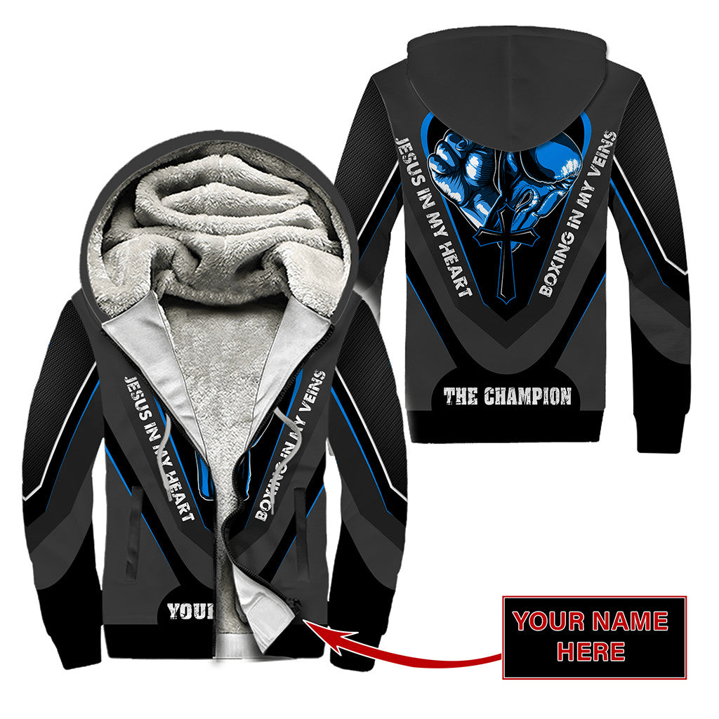 Custom Name Jesus In My Heart, Boxing In My Veins 3D All Over Printed Unisex Shirt