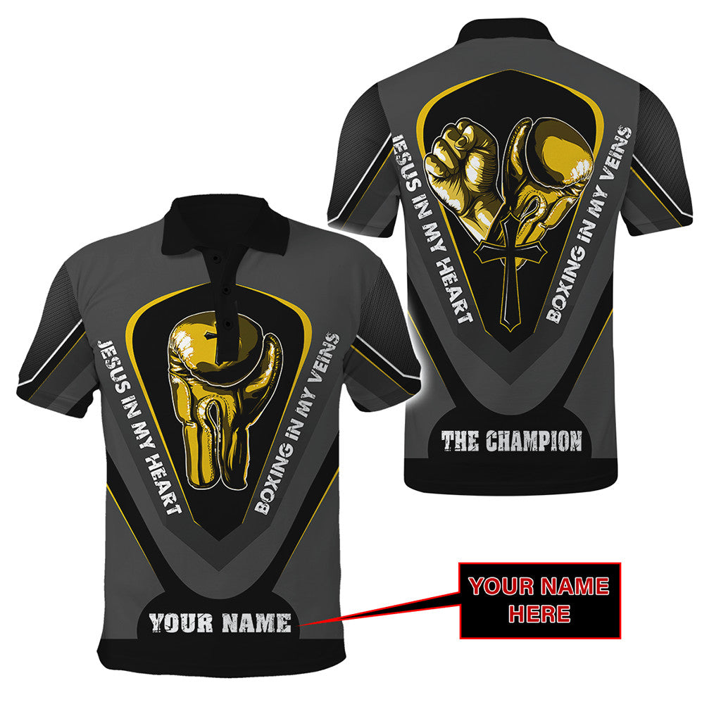 Custom Name Jesus In My Heart, Boxing In My Veins 3D All Over Printed Unisex Shirt