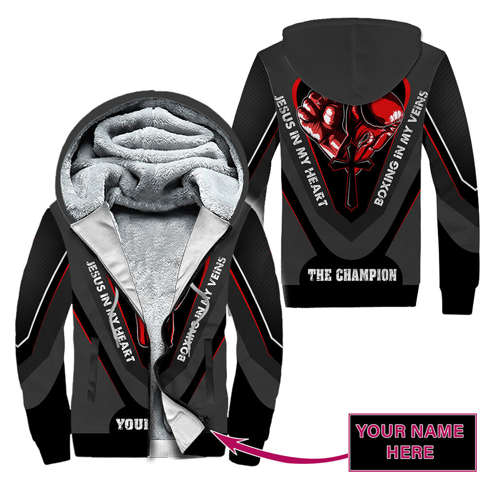 Custom Name Jesus In My Heart, Boxing In My Veins 3D All Over Printed Unisex Shirt