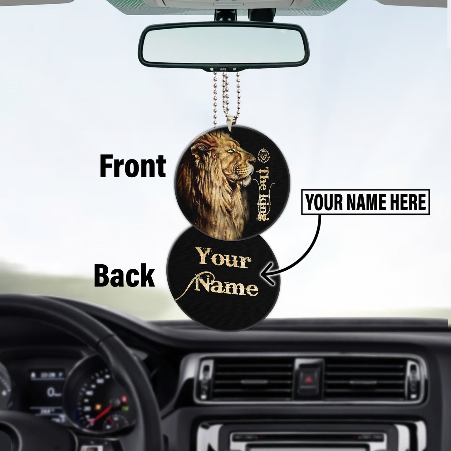 Customized Name King Lion Unique Design Car Hanging Ornament