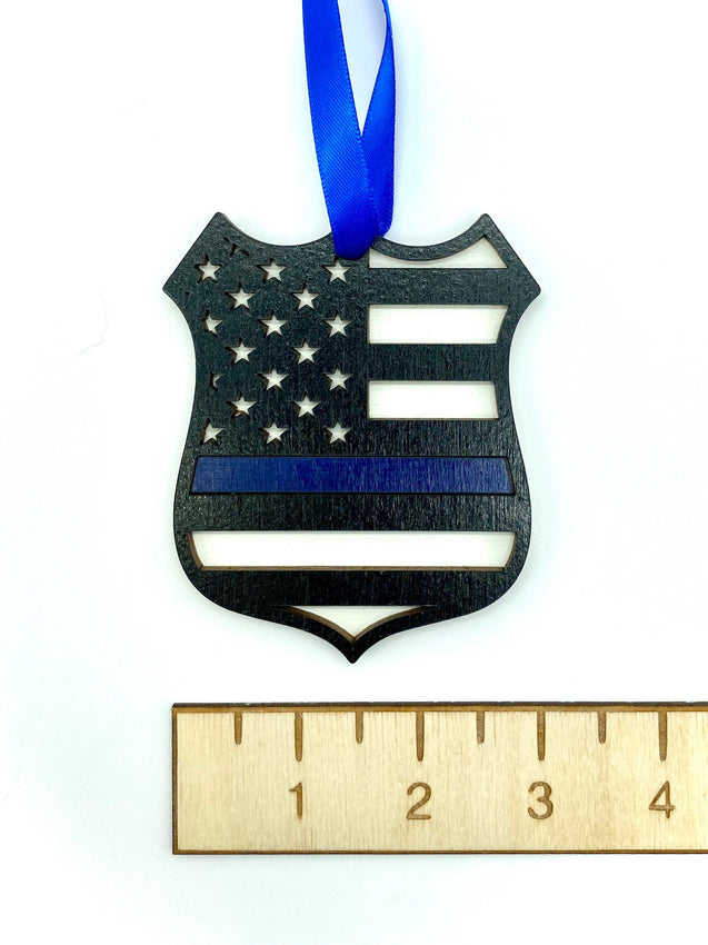 Thin Blue Line Ornament | Engraved Personalized Police Ornament | Police Badge Ornament | 2024 Ornament | 2025 Ornament