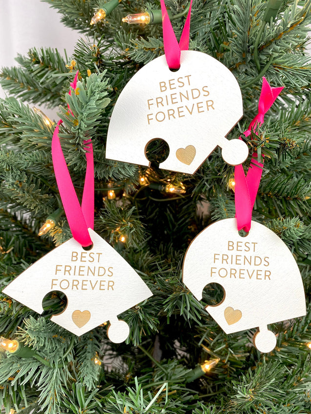 Best Friends Forever Heart Ornament | Three Piece Ornament | 90s Themed Ornament | 2024 Ornament | 2025 Ornament