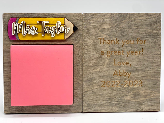 Teacher Sticky Note Pad Holder Gift | Personalized Teacher Name Gift | Student Gift For Teacher | Teacher Gift | 2024 2025 School Year