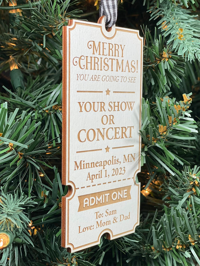 Custom Admit One Ticket Ornament | Ticket Ornament | Personalized Event Ornament | 2024 Ornament | Concert Ornament