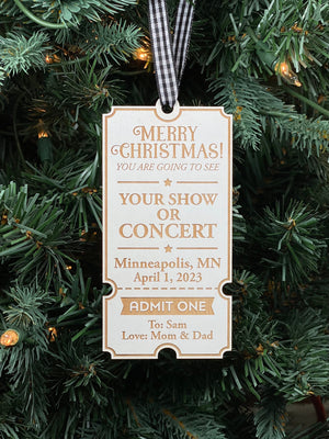 Custom Admit One Ticket Ornament | Ticket Ornament | Personalized Event Ornament | 2024 Ornament | Concert Ornament