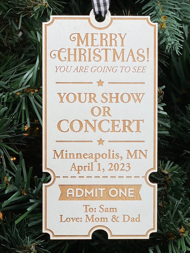 Custom Admit One Ticket Ornament | Ticket Ornament | Personalized Event Ornament | 2024 Ornament | Concert Ornament