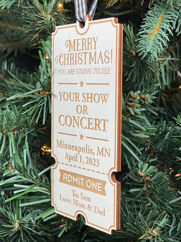 Custom Admit One Ticket Ornament | Ticket Ornament | Personalized Event Ornament | 2024 Ornament | Concert Ornament