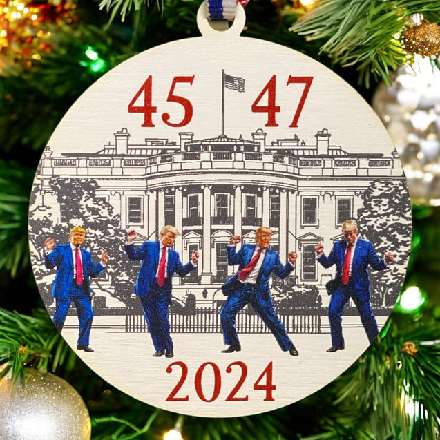 Trump 45 47 Ornament | 2024 Election Ornament | Republican Ornament | Conservative Gift | Trump Ornament | Trump Happy Dance