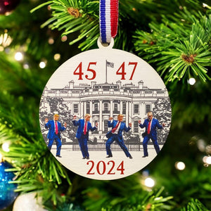 Trump 45 47 Ornament | 2024 Election Ornament | Republican Ornament | Conservative Gift | Trump Ornament | Trump Happy Dance