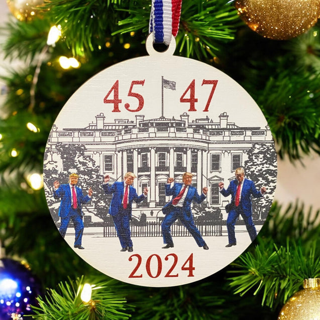 Trump 45 47 Ornament | 2024 Election Ornament | Republican Ornament | Conservative Gift | Trump Ornament | Trump Happy Dance