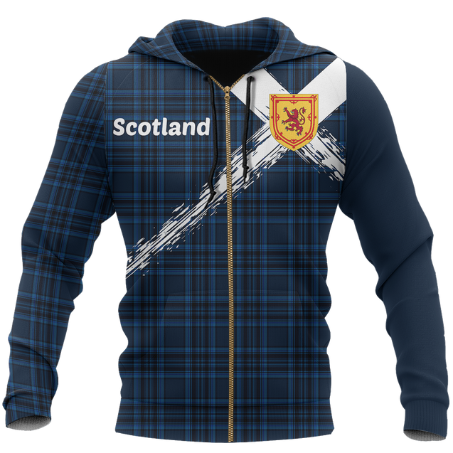 Scotland Saltire Celtic Thistle Hoodie Blue NNK 1514-Apparel-PL8386-Zip Hoodie-S-Vibe Cosy™