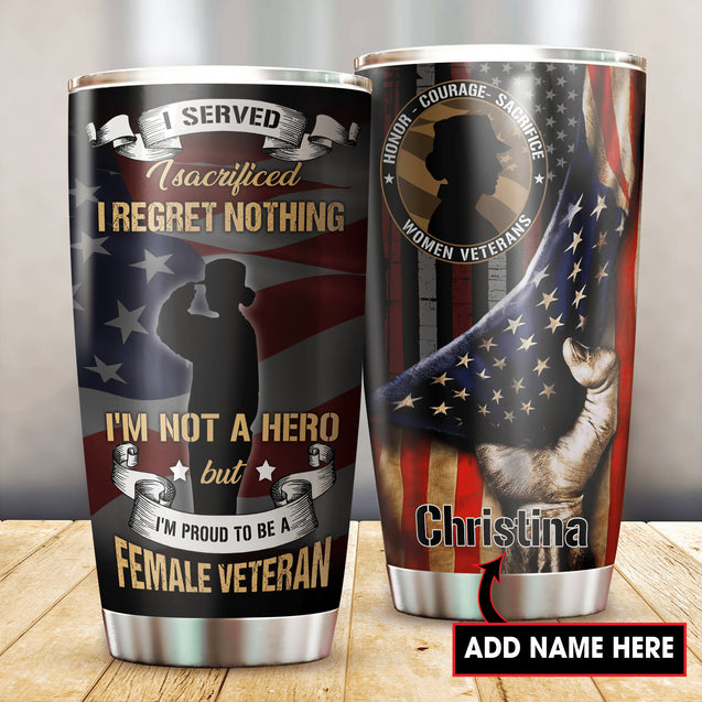 Customize Name United States Women Veteran Steel Tumbler