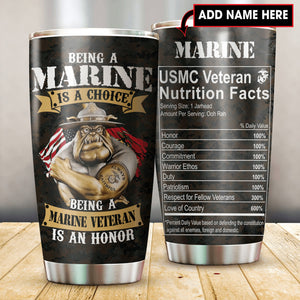 Customize Name United States Being A Marine Corps Veteran Tumbler